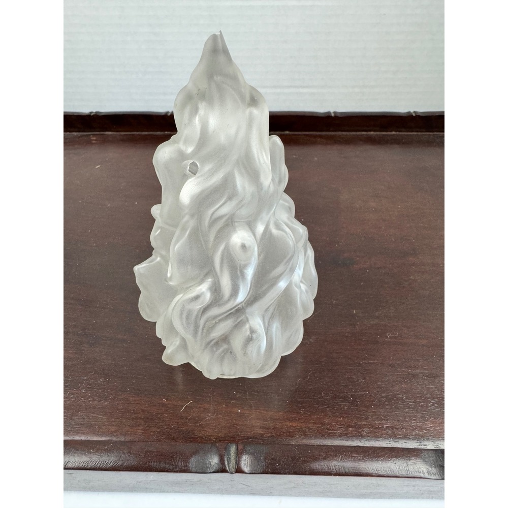 Vintage Frosted Satin Glass Flame Tree Figural Lamp Shade Finial 5.25 Inch